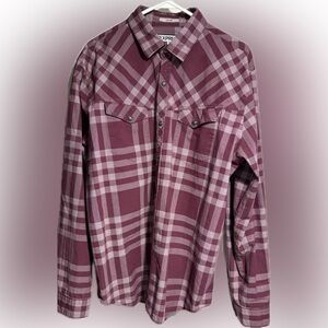 Men’s XL Express Maroon and White Snap Shirt